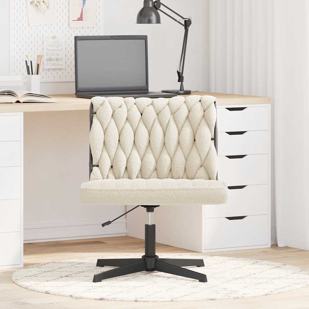 Office swivel chair cream-colored curly wool-like fabric