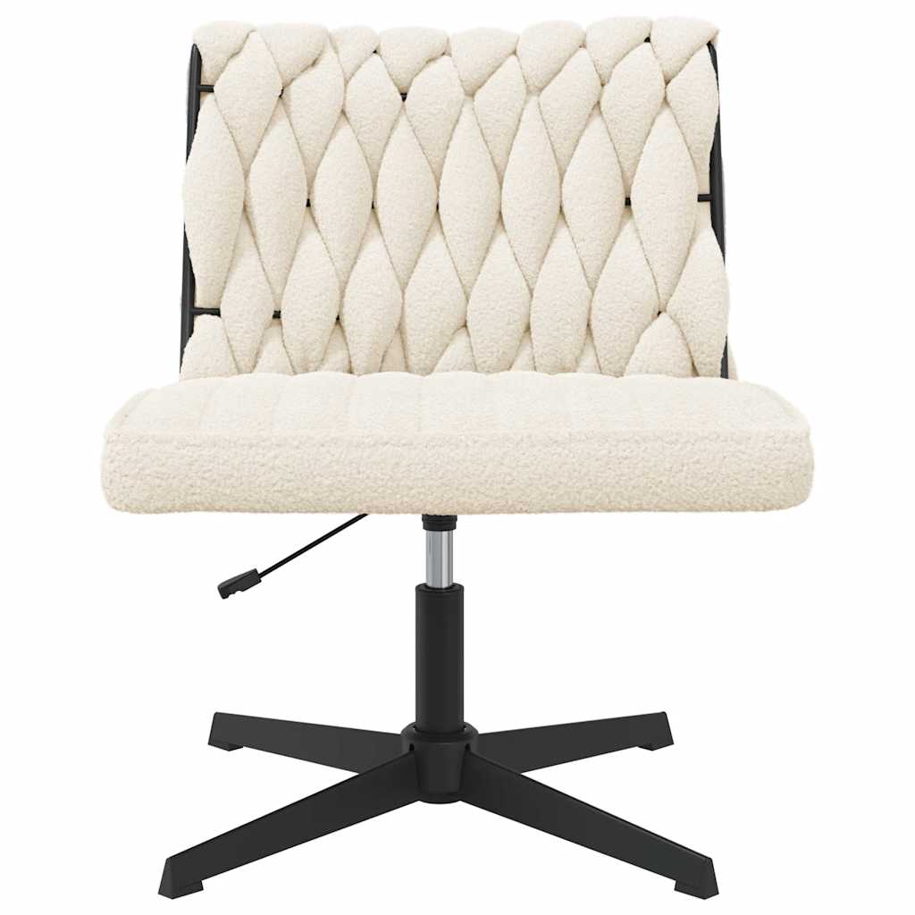 Office swivel chair cream-colored curly wool-like fabric