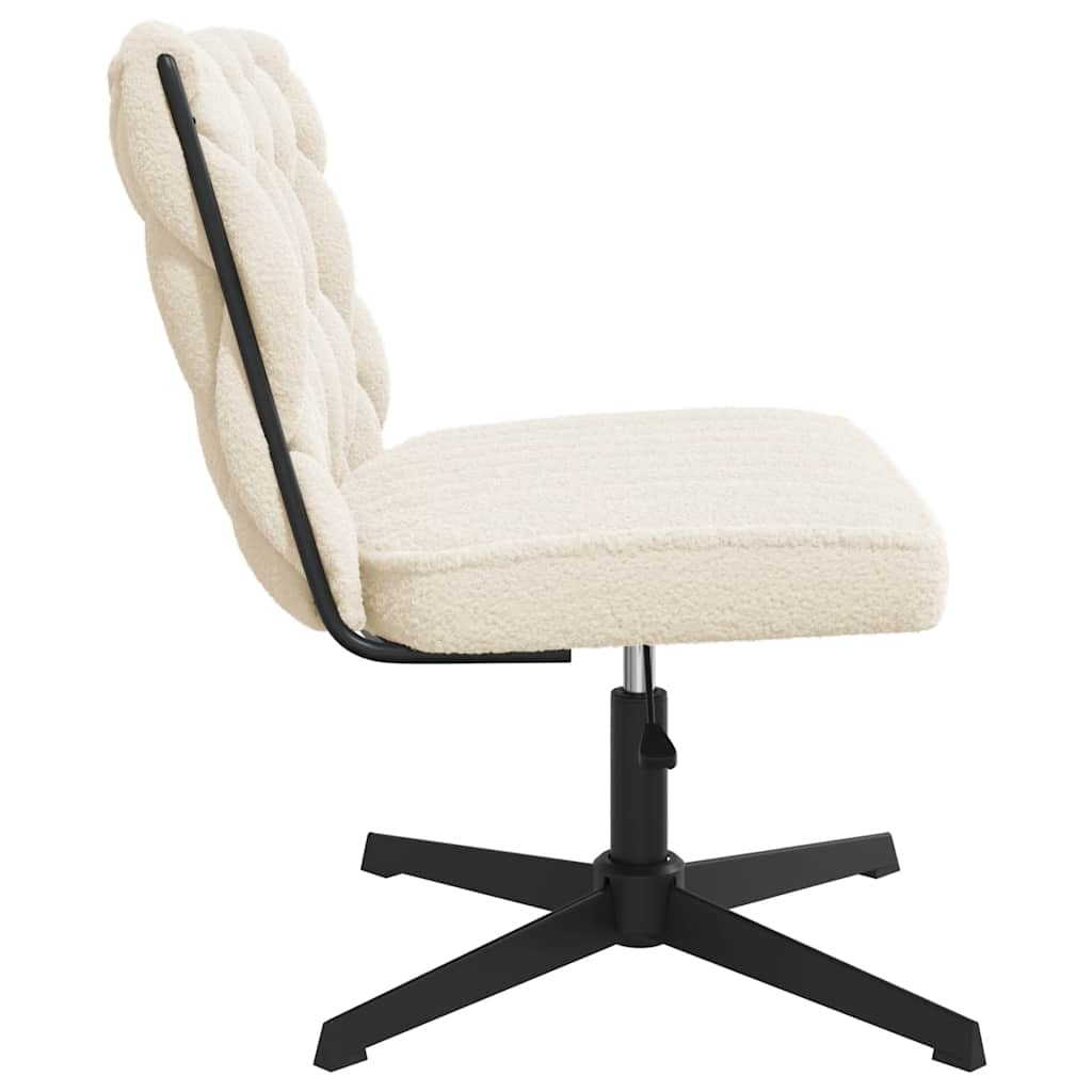 Office swivel chair cream-colored curly wool-like fabric