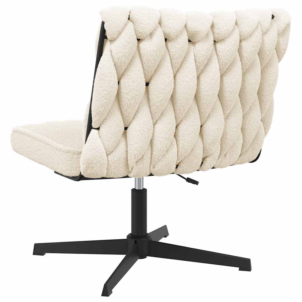 Office swivel chair cream-colored curly wool-like fabric