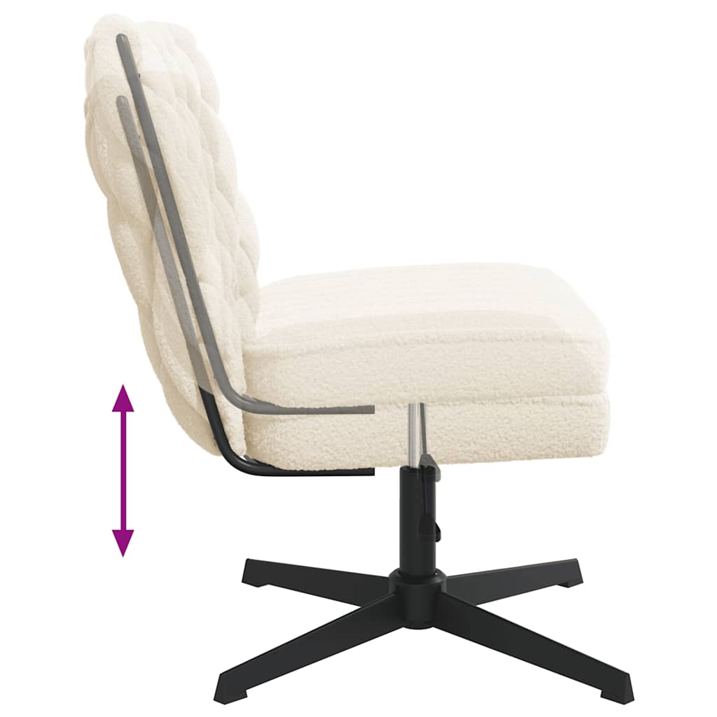 Office swivel chair cream-colored curly wool-like fabric