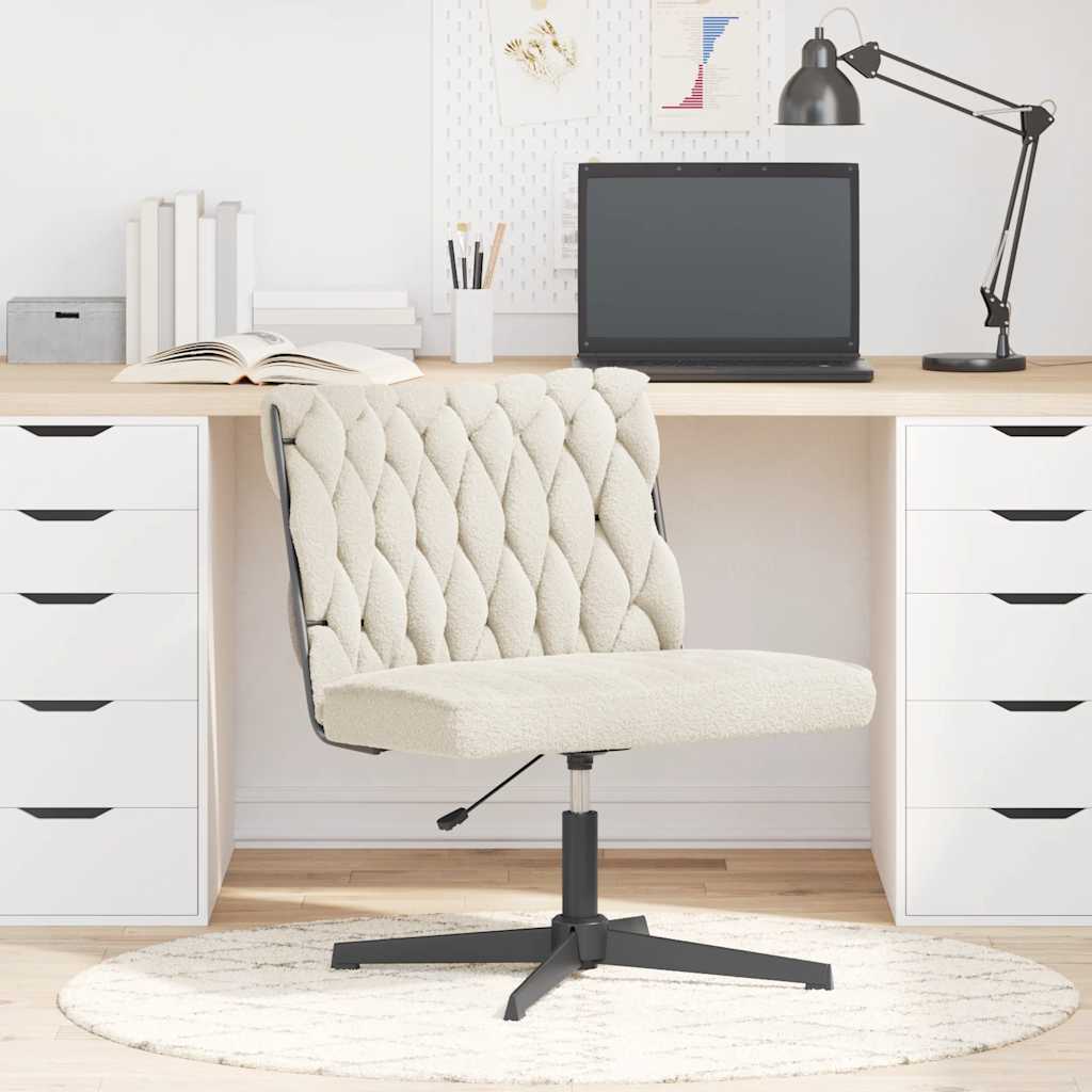 Office swivel chair cream-colored curly wool-like fabric