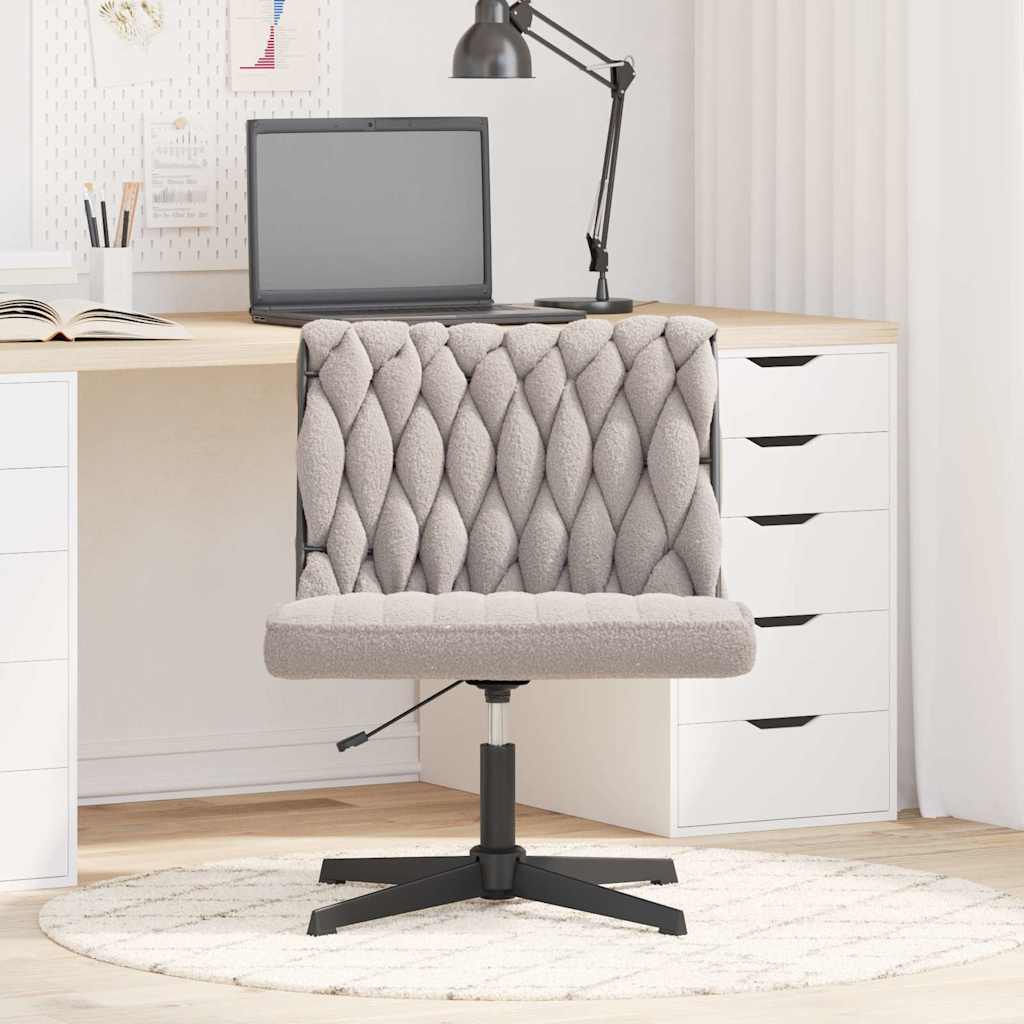 Office swivel chair light gray curly wool-like fabric