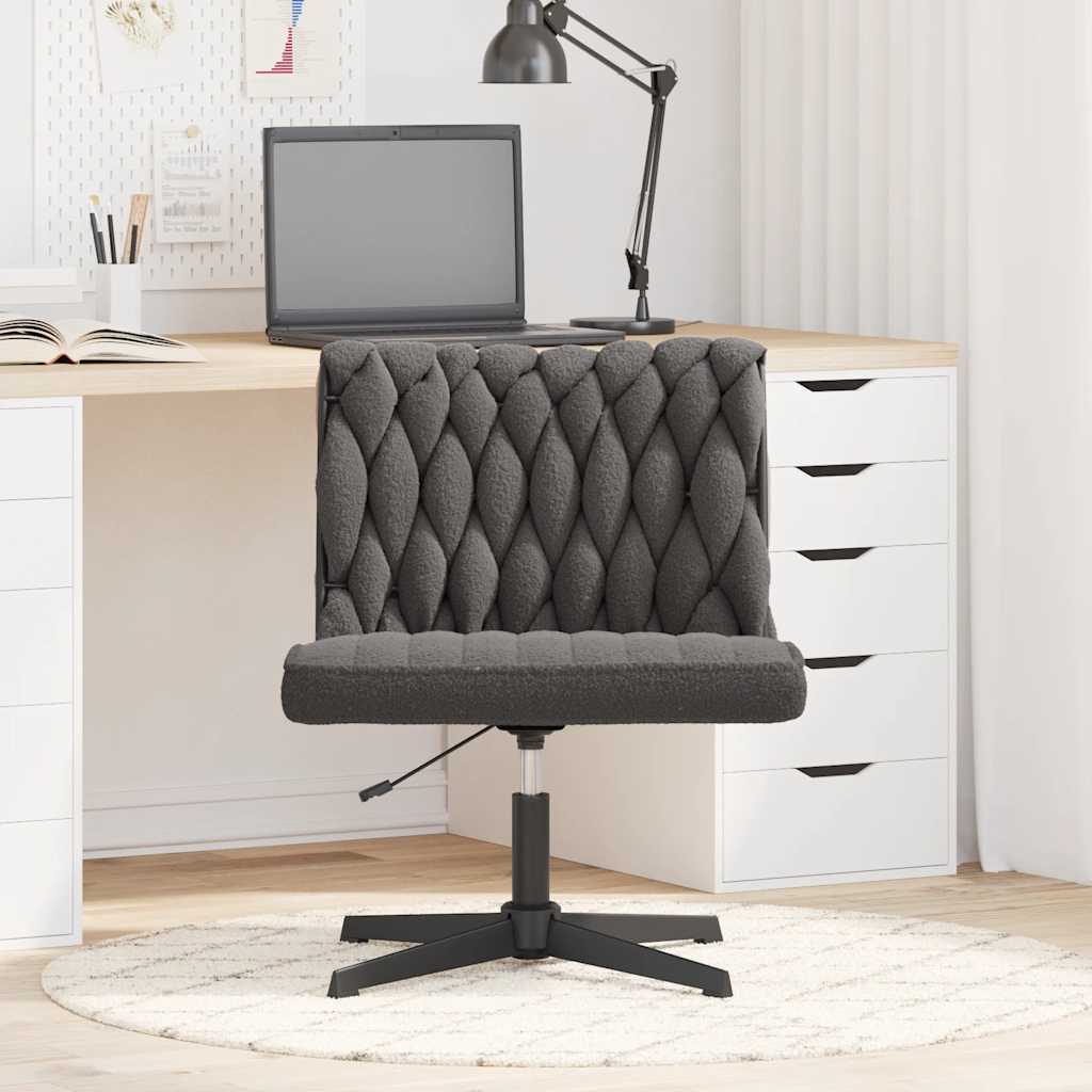 Office swivel chair dark grey curly wool-like fabric