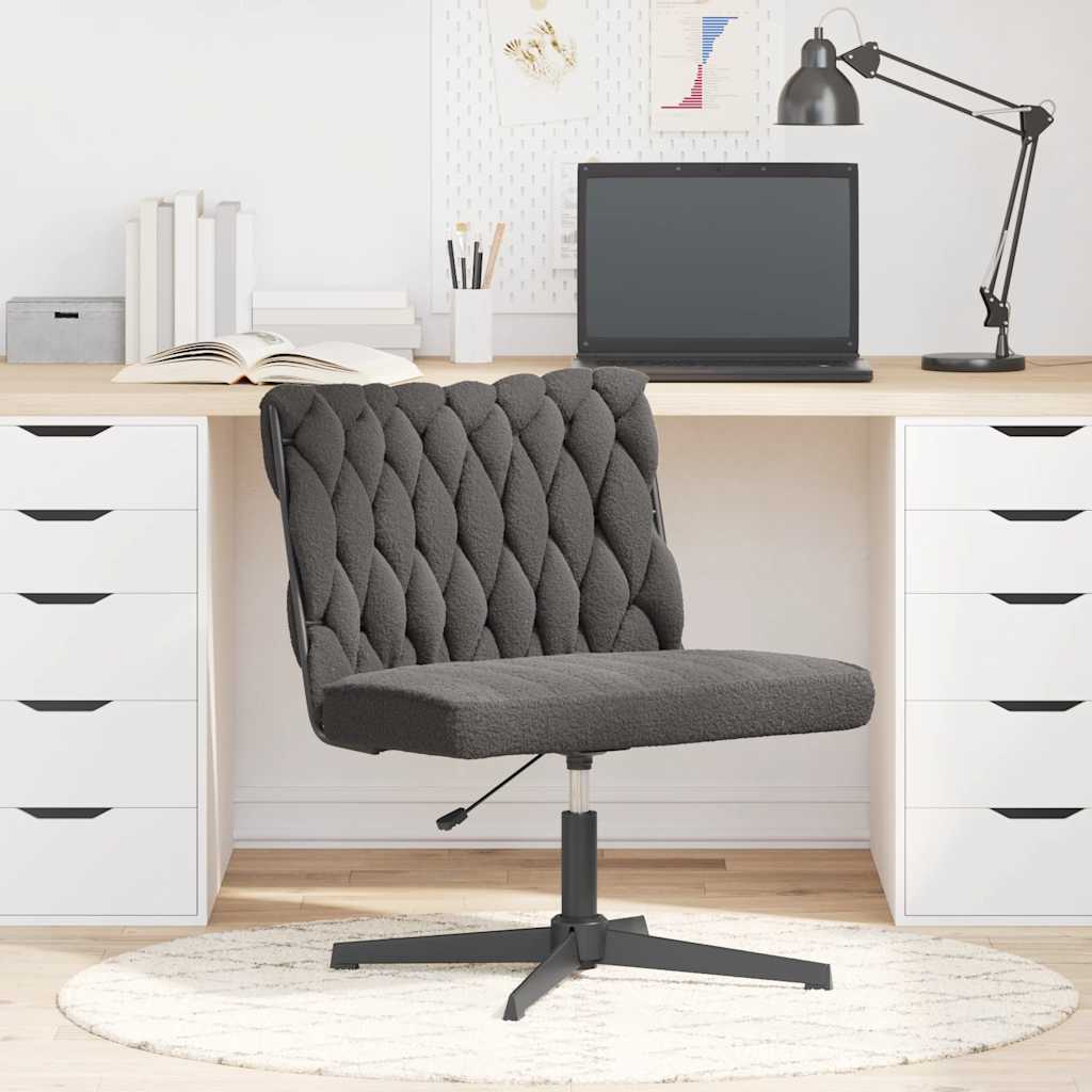 Office swivel chair dark grey curly wool-like fabric