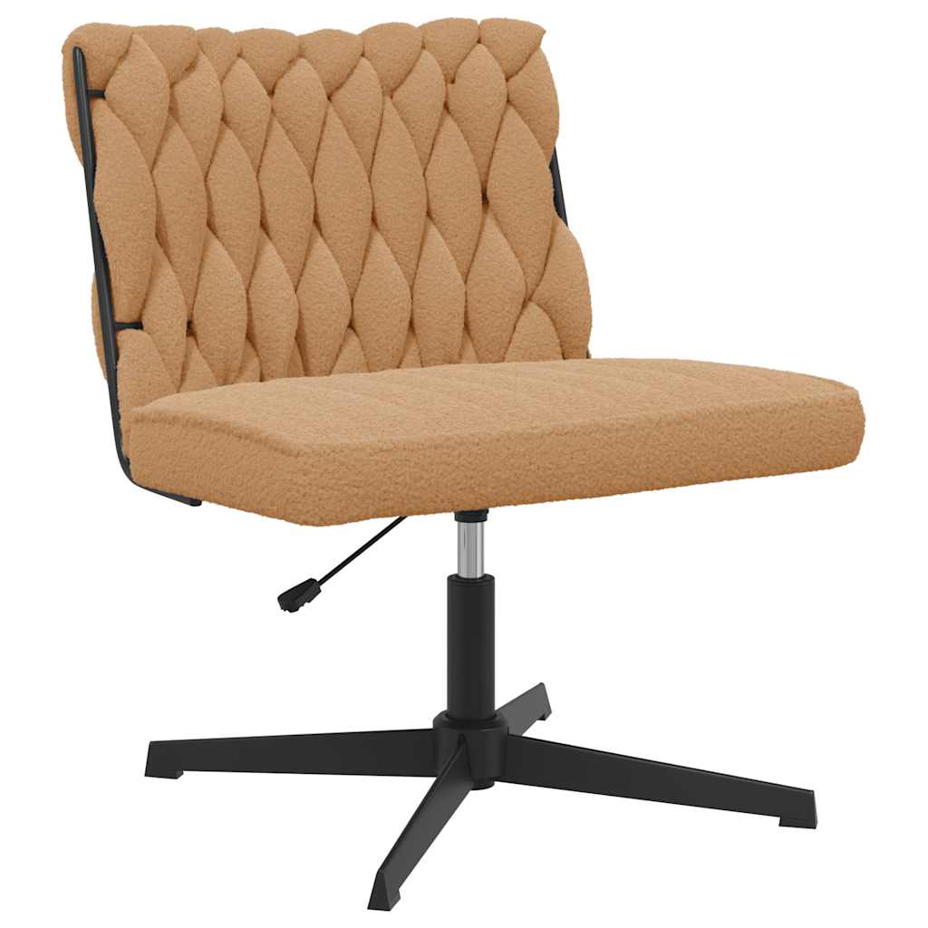 Office Swivel Chair Beige Curly Wool-like Fabric