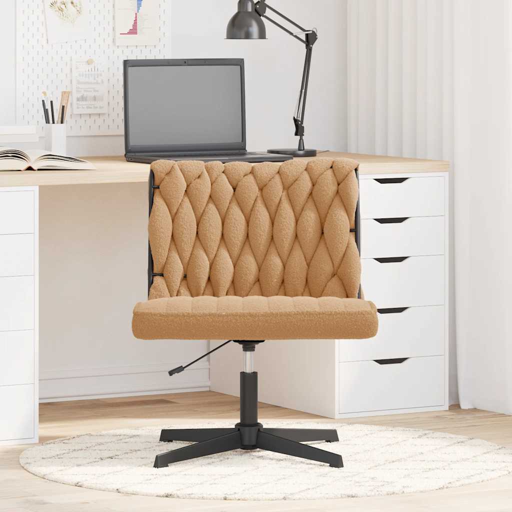 Office Swivel Chair Beige Curly Wool-like Fabric