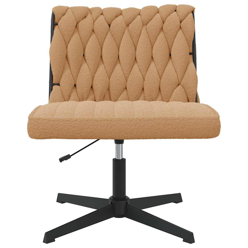 Office Swivel Chair Beige Curly Wool-like Fabric