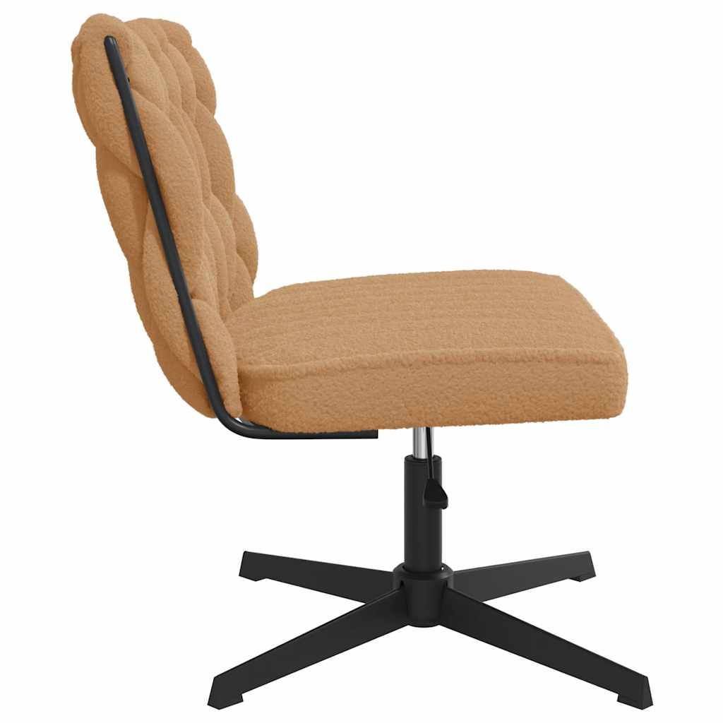 Office Swivel Chair Beige Curly Wool-like Fabric