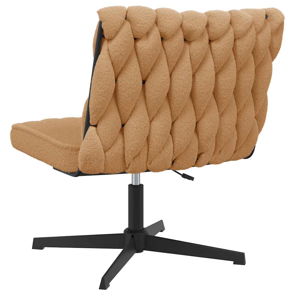 Office Swivel Chair Beige Curly Wool-like Fabric