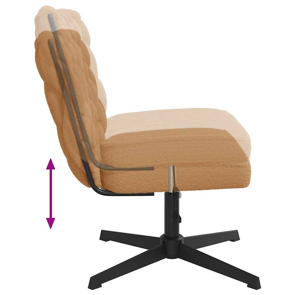 Office Swivel Chair Beige Curly Wool-like Fabric