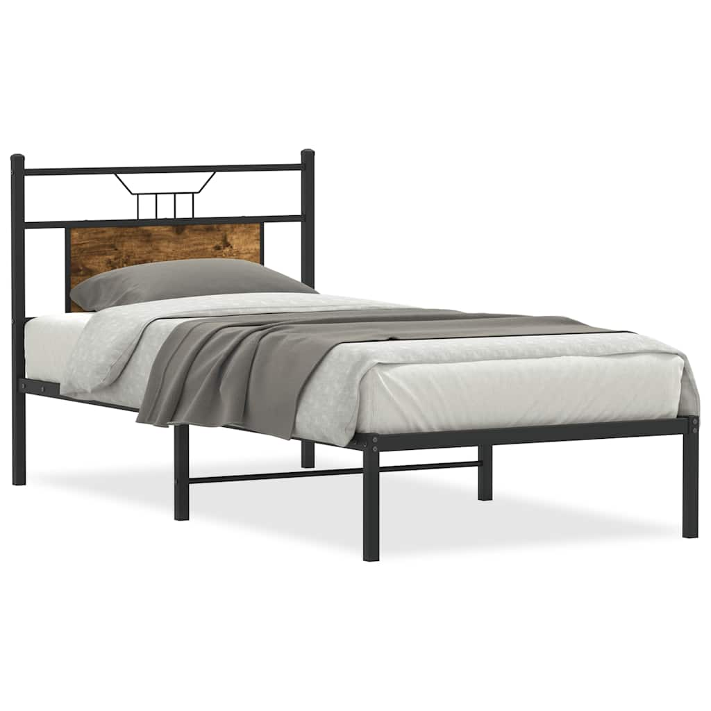 Bed frame without mattress smoked oak 75x190 cm wood material