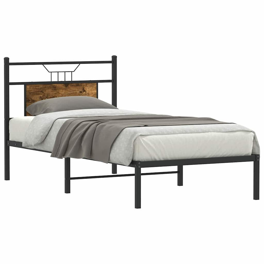 Bed frame without mattress smoked oak 75x190 cm wood material