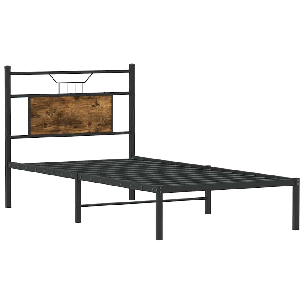 Bed frame without mattress smoked oak 75x190 cm wood material