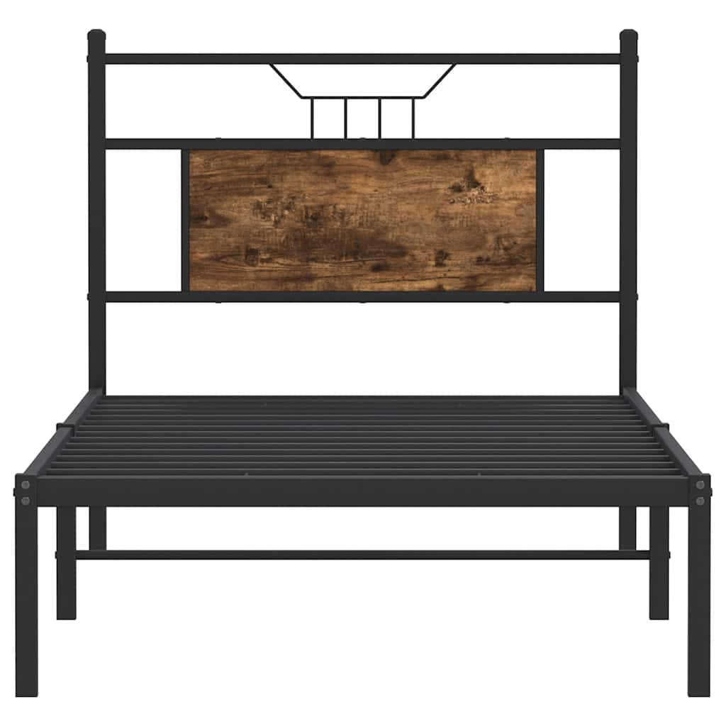 Bed frame without mattress smoked oak 75x190 cm wood material