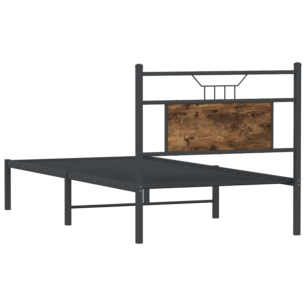 Bed frame without mattress smoked oak 75x190 cm wood material