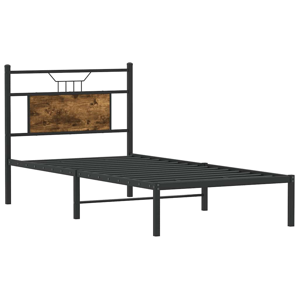 Bed frame without mattress smoked oak 90x200 cm wood material