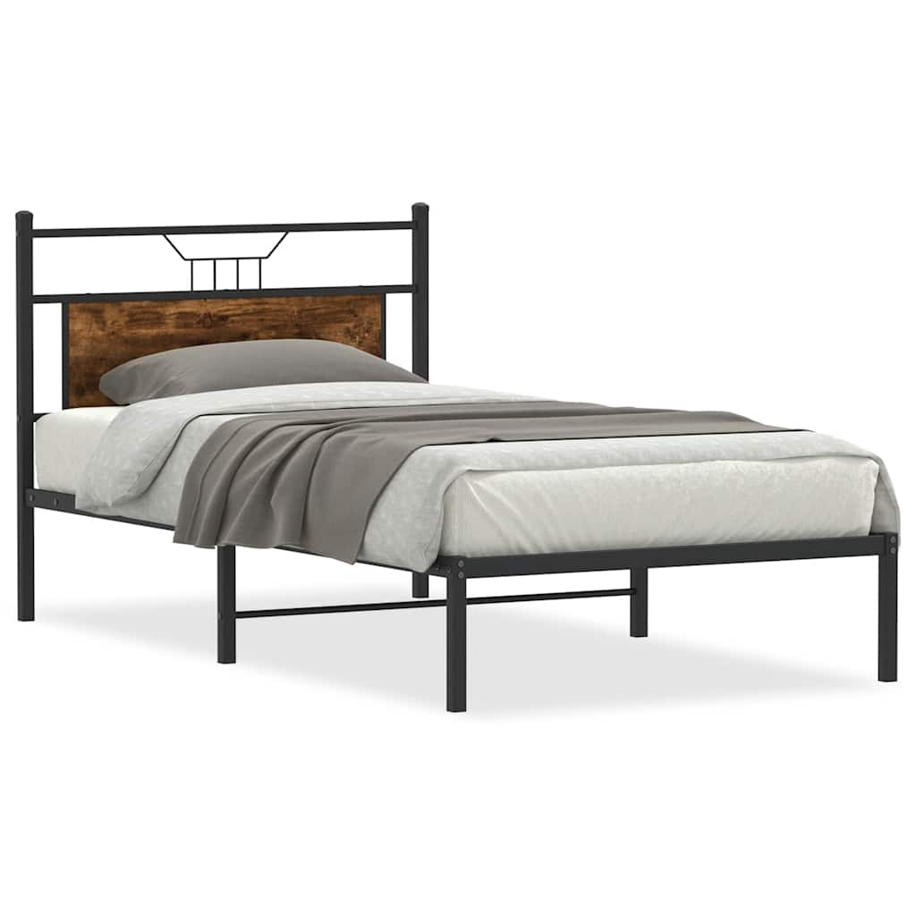 Bed frame without mattress smoked oak 100x200 cm wood material