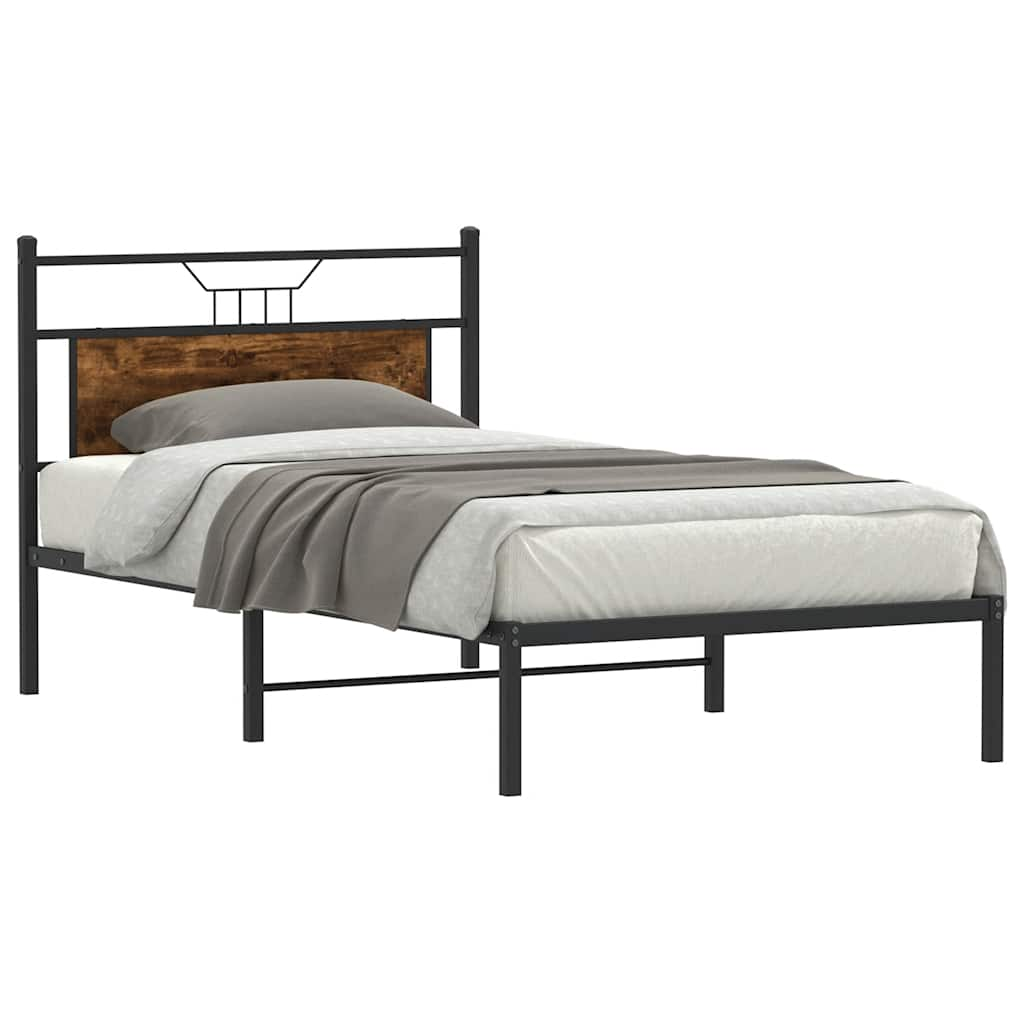 Bed frame without mattress smoked oak 100x200 cm wood material