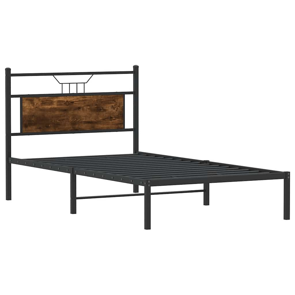 Bed frame without mattress smoked oak 100x200 cm wood material