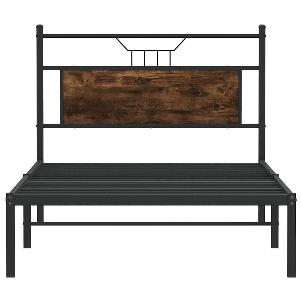 Bed frame without mattress smoked oak 100x200 cm wood material