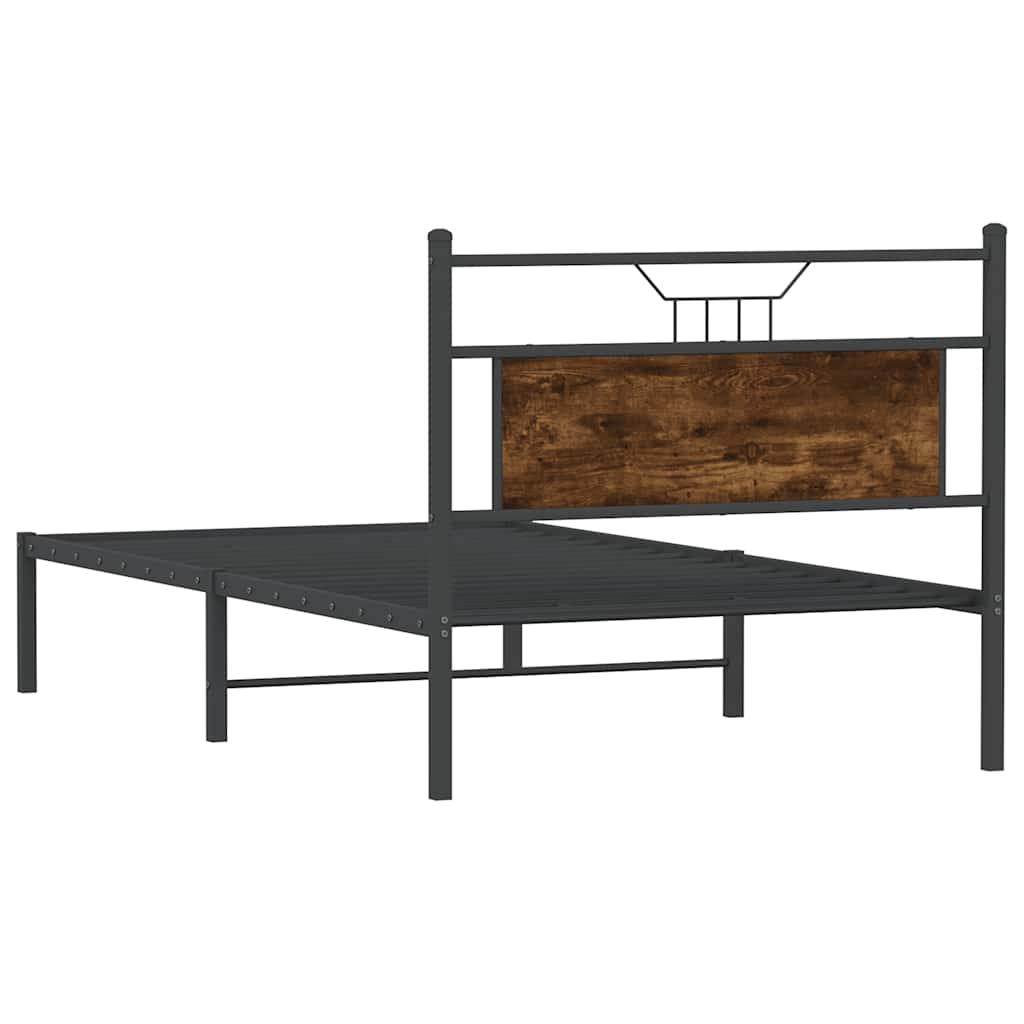 Bed frame without mattress smoked oak 100x200 cm wood material