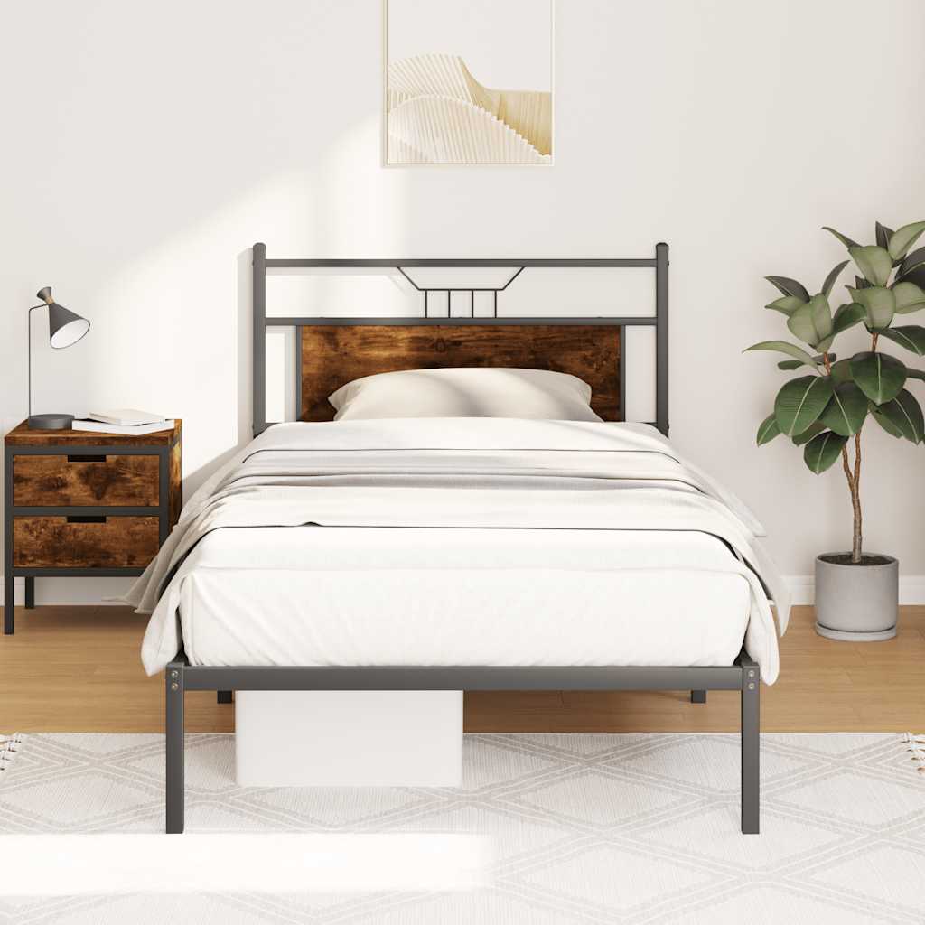 Bed frame without mattress smoked oak 100x200 cm wood material