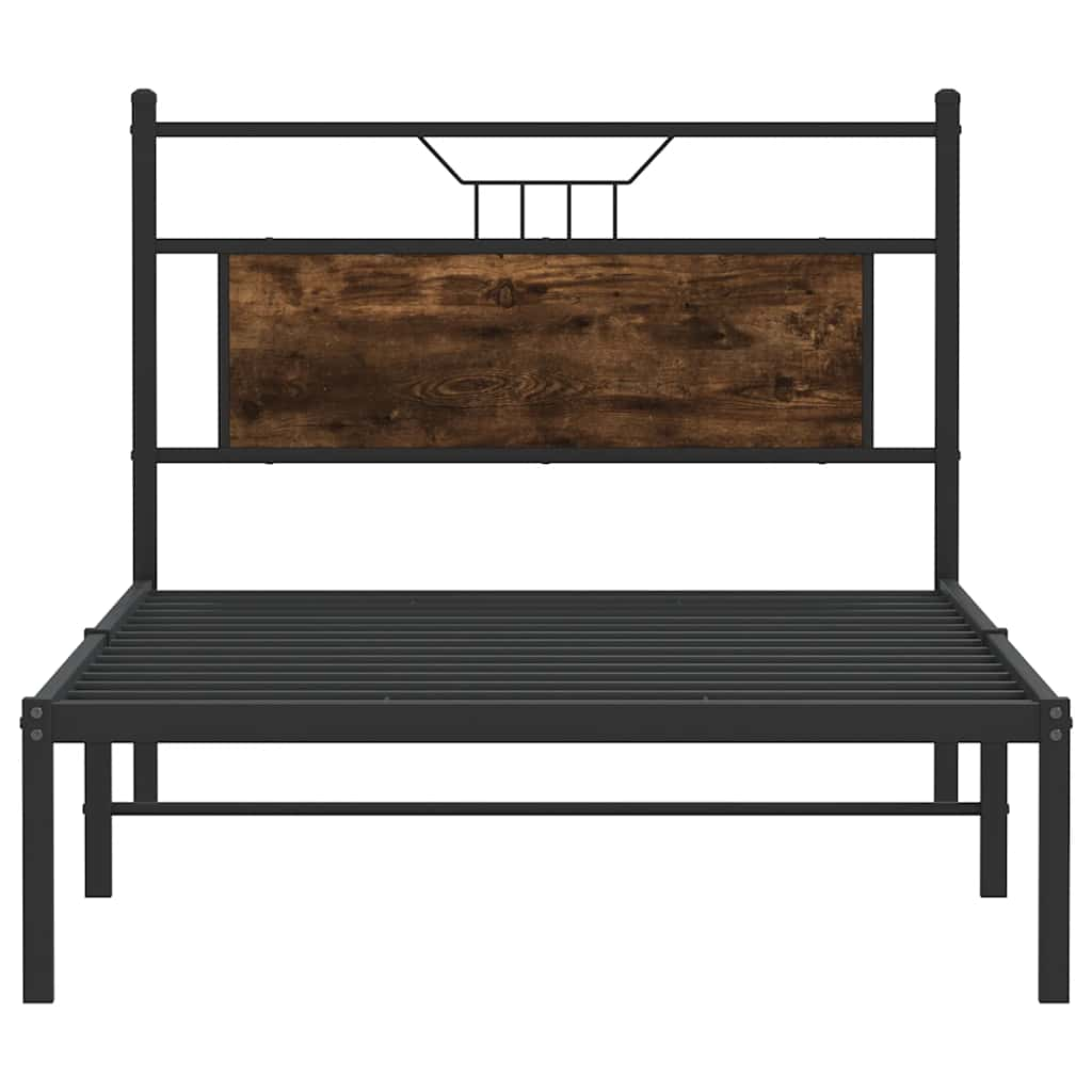 Bed frame without mattress smoked oak 107x203 cm wood material