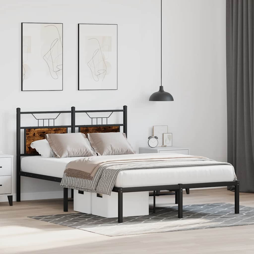 Bed frame without mattress smoked oak 120x190 cm wood material