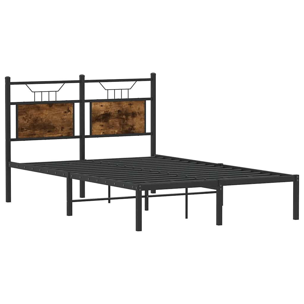 Bed frame without mattress smoked oak 120x190 cm wood material