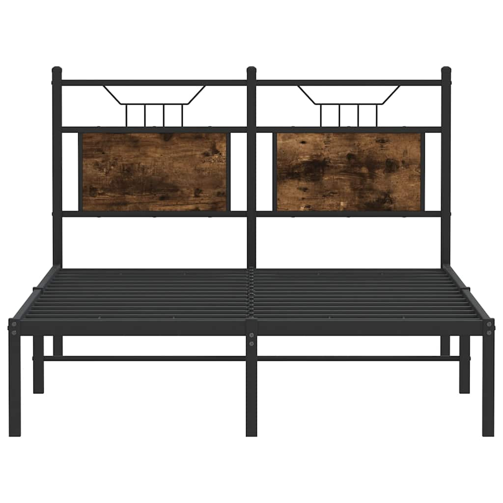 Bed frame without mattress smoked oak 120x190 cm wood material