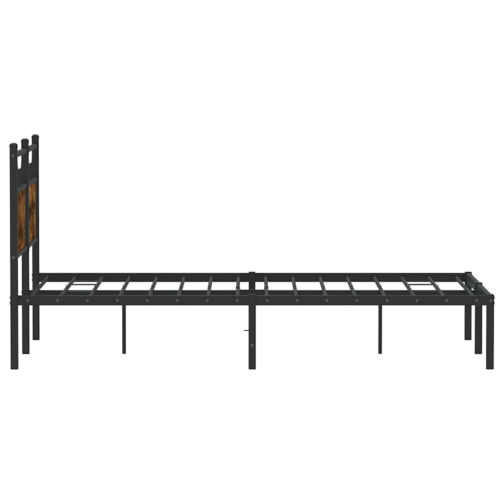 Bed frame without mattress smoked oak 120x190 cm wood material