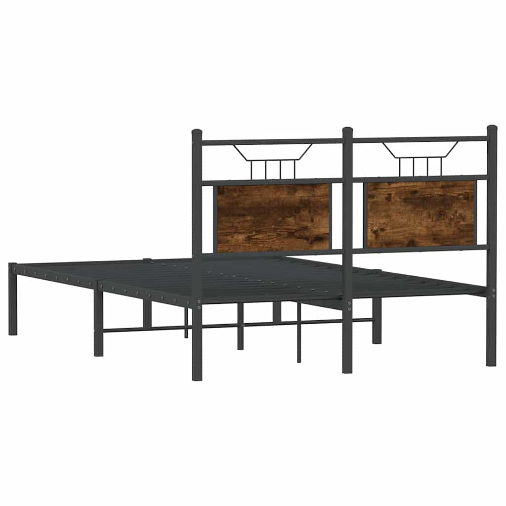 Bed frame without mattress smoked oak 120x190 cm wood material