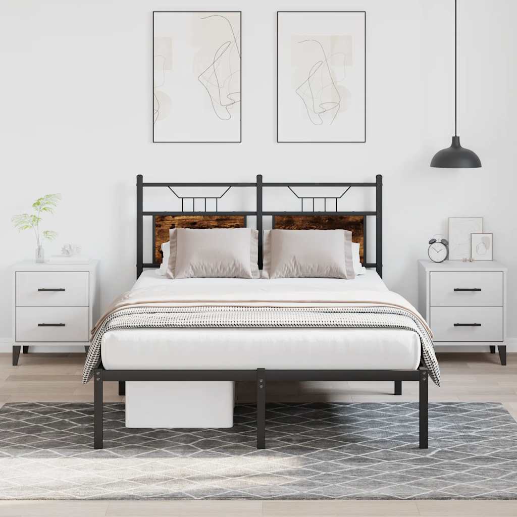 Bed frame without mattress smoked oak 120x190 cm wood material