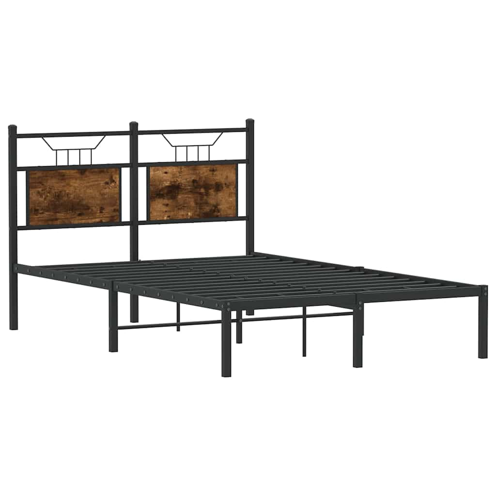 Bed frame without mattress smoked oak 120x200 cm wood material