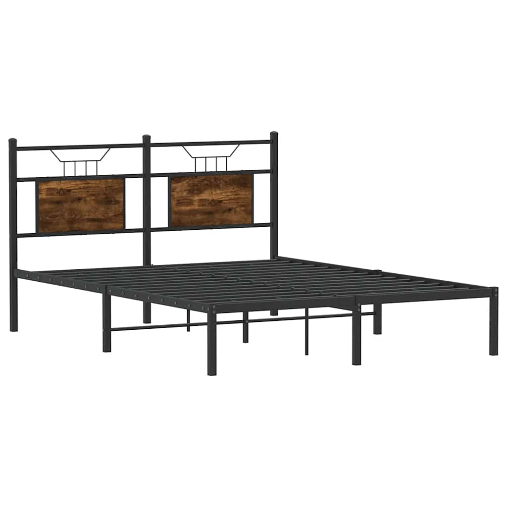 Bed frame without mattress smoked oak 137x190 cm wood material