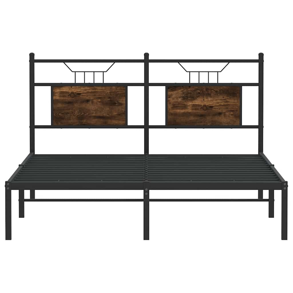 Bed frame without mattress smoked oak 137x190 cm wood material