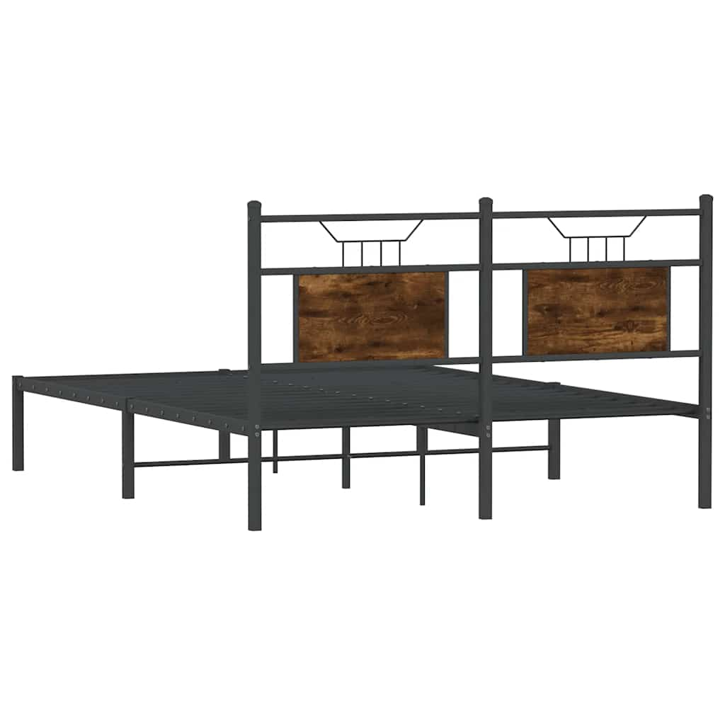 Bed frame without mattress smoked oak 137x190 cm wood material