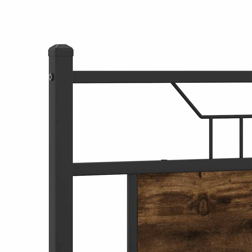 Bed frame without mattress smoked oak 137x190 cm wood material