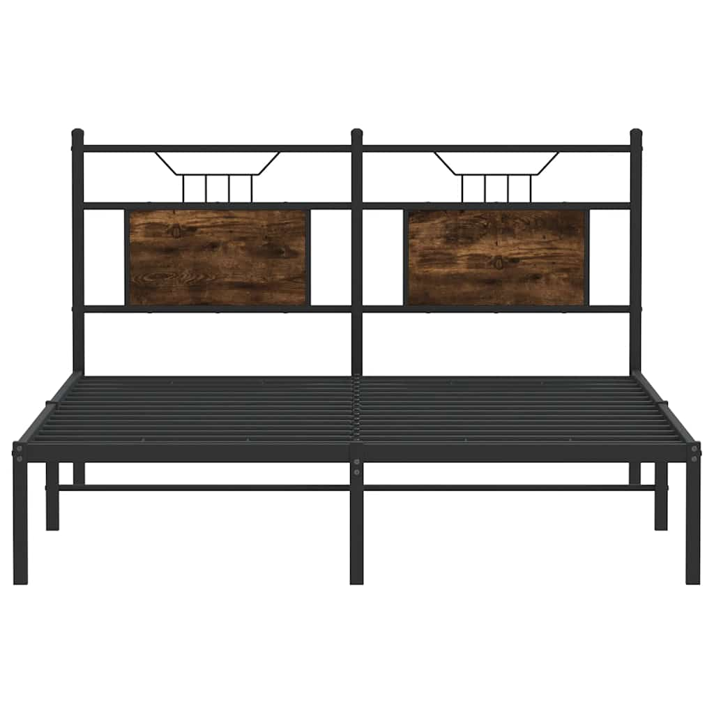 Bed frame without mattress smoked oak 140x190 cm wood material