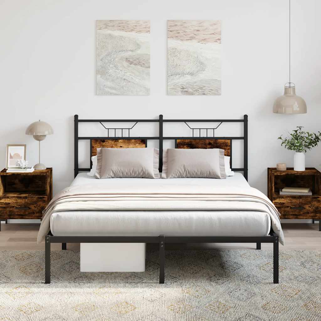 Bed frame without mattress smoked oak 140x190 cm wood material