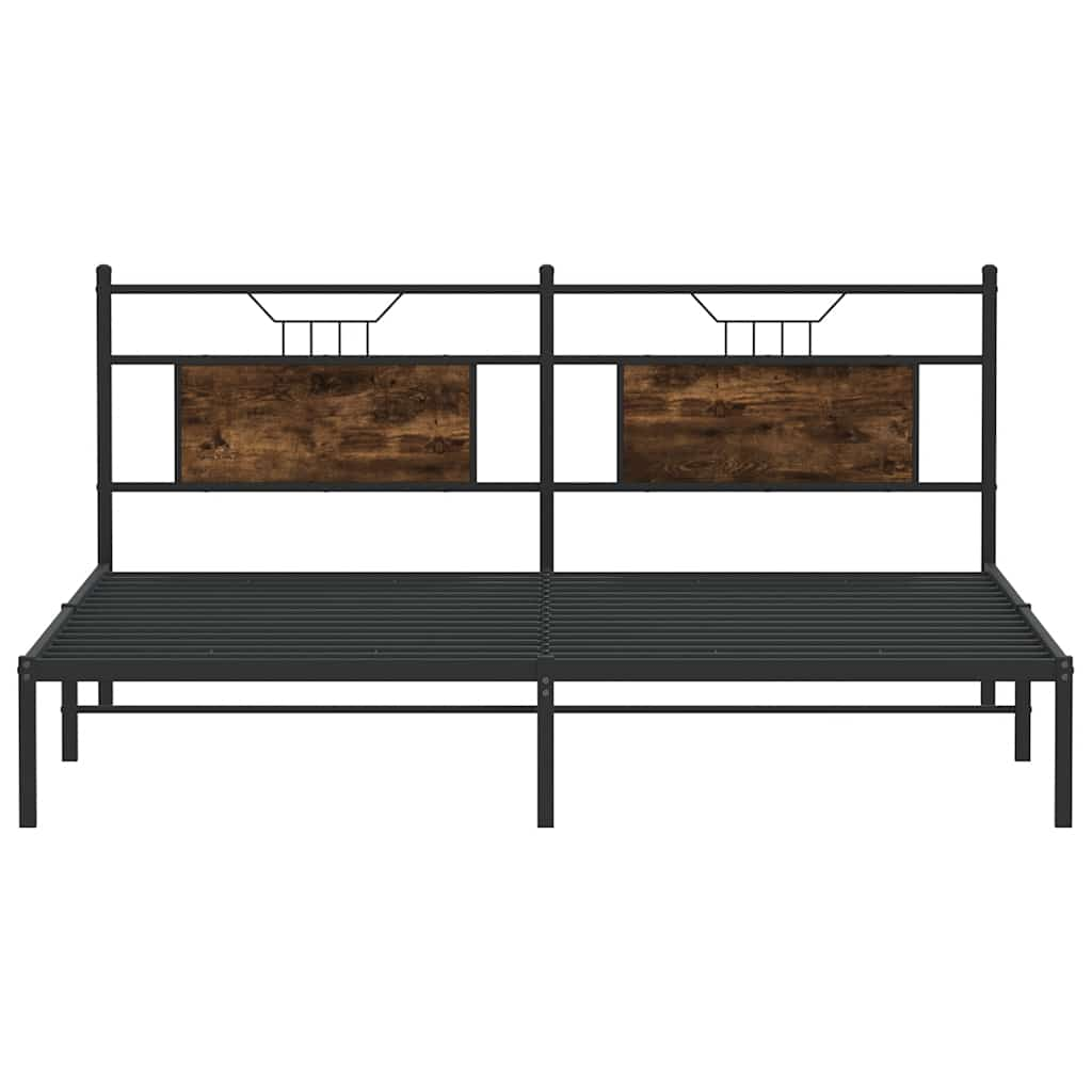 Bed frame without mattress smoked oak 160x200 cm wood material