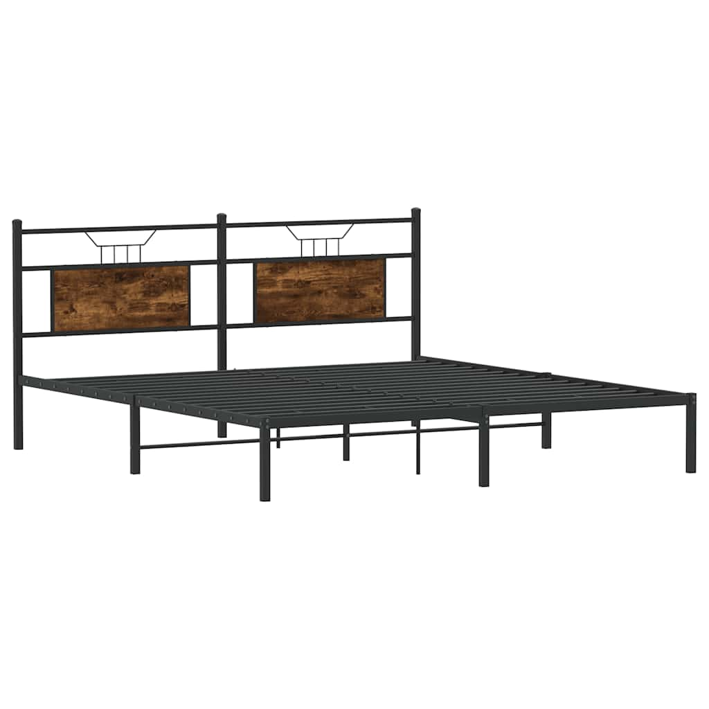 Bed frame without mattress smoked oak 183x203 cm wood material