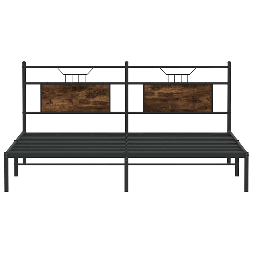 Bed frame without mattress smoked oak 183x203 cm wood material