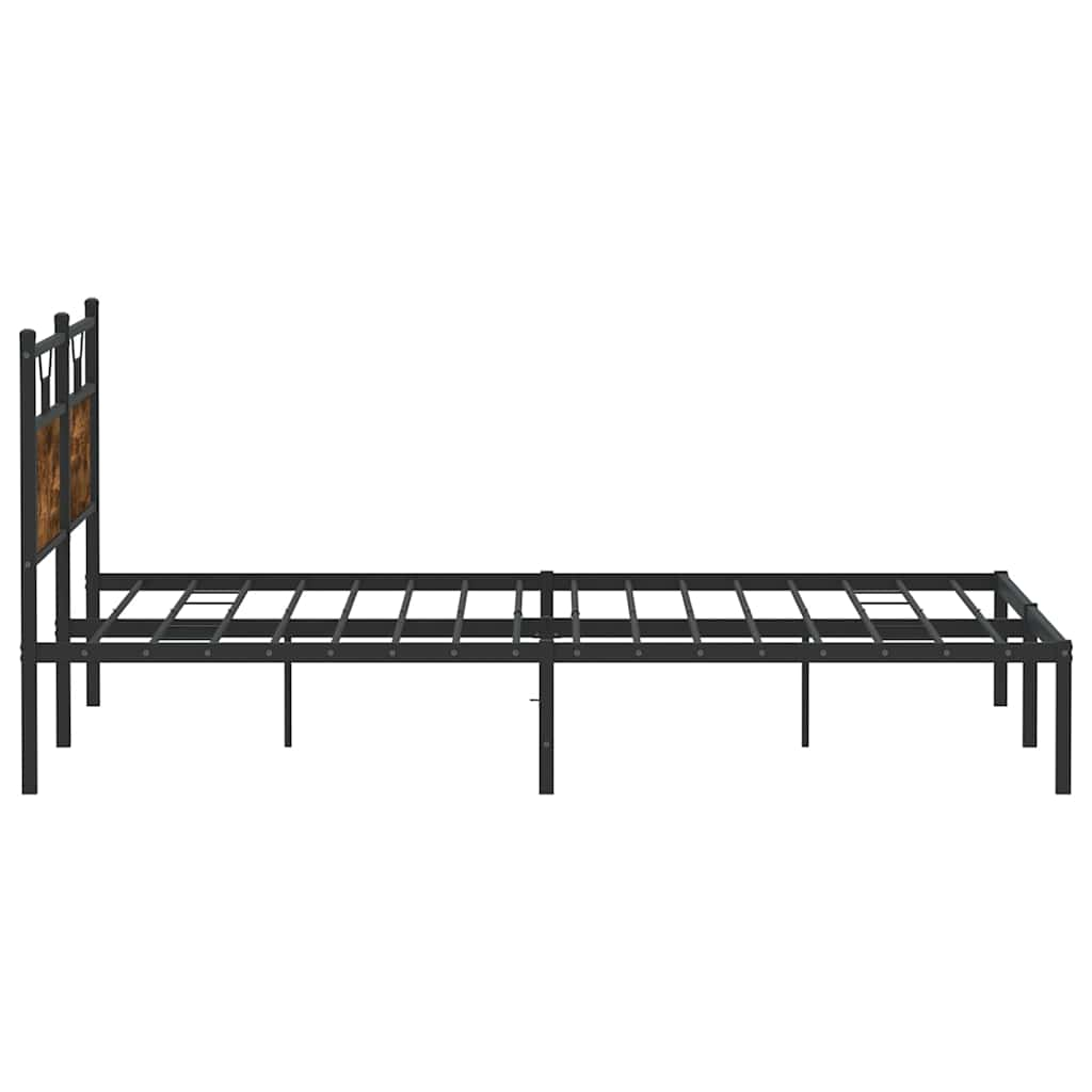 Bed frame without mattress smoked oak 183x203 cm wood material