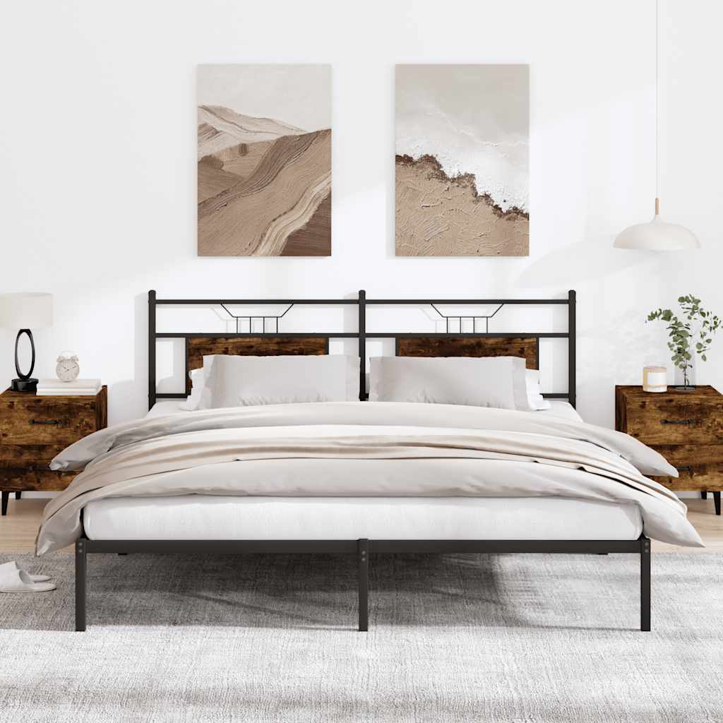 Bed frame without mattress smoked oak 183x203 cm wood material