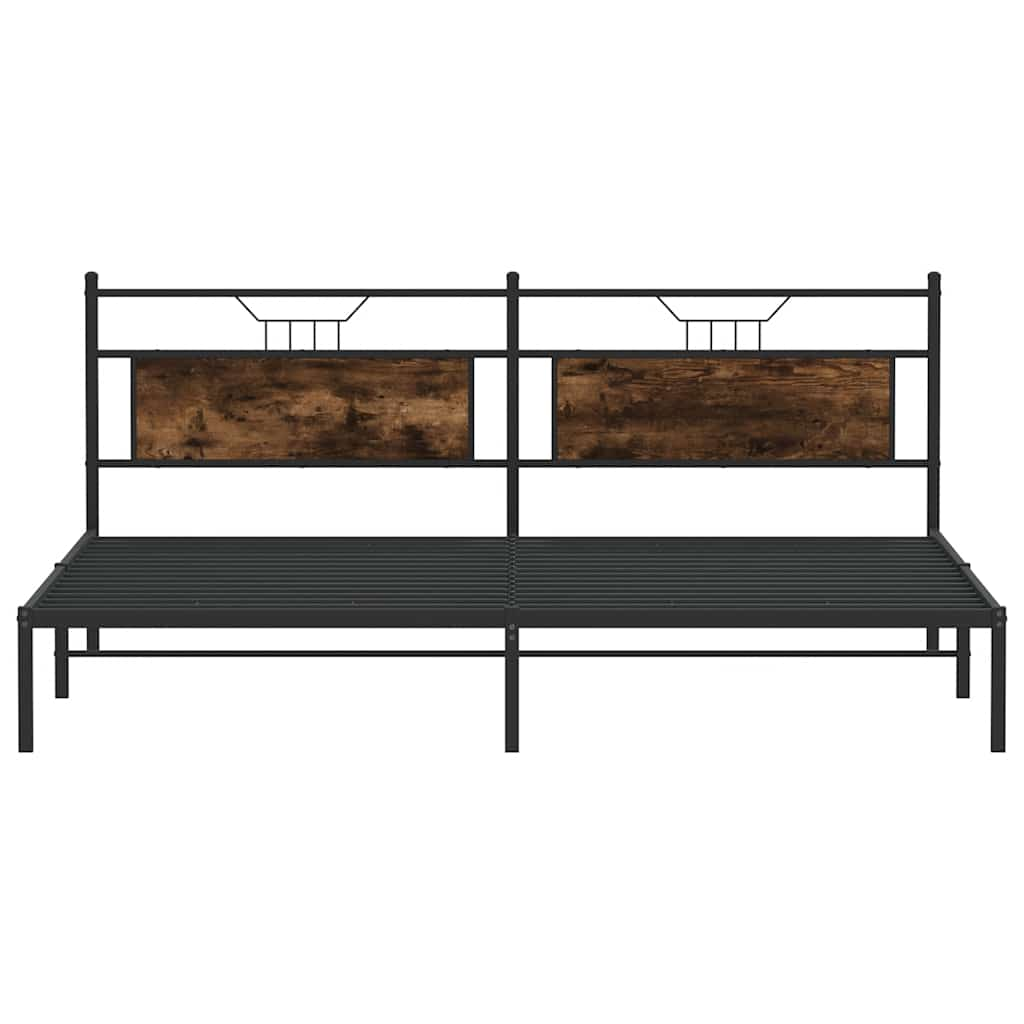 Bed frame without mattress smoked oak 193x203 cm wood material