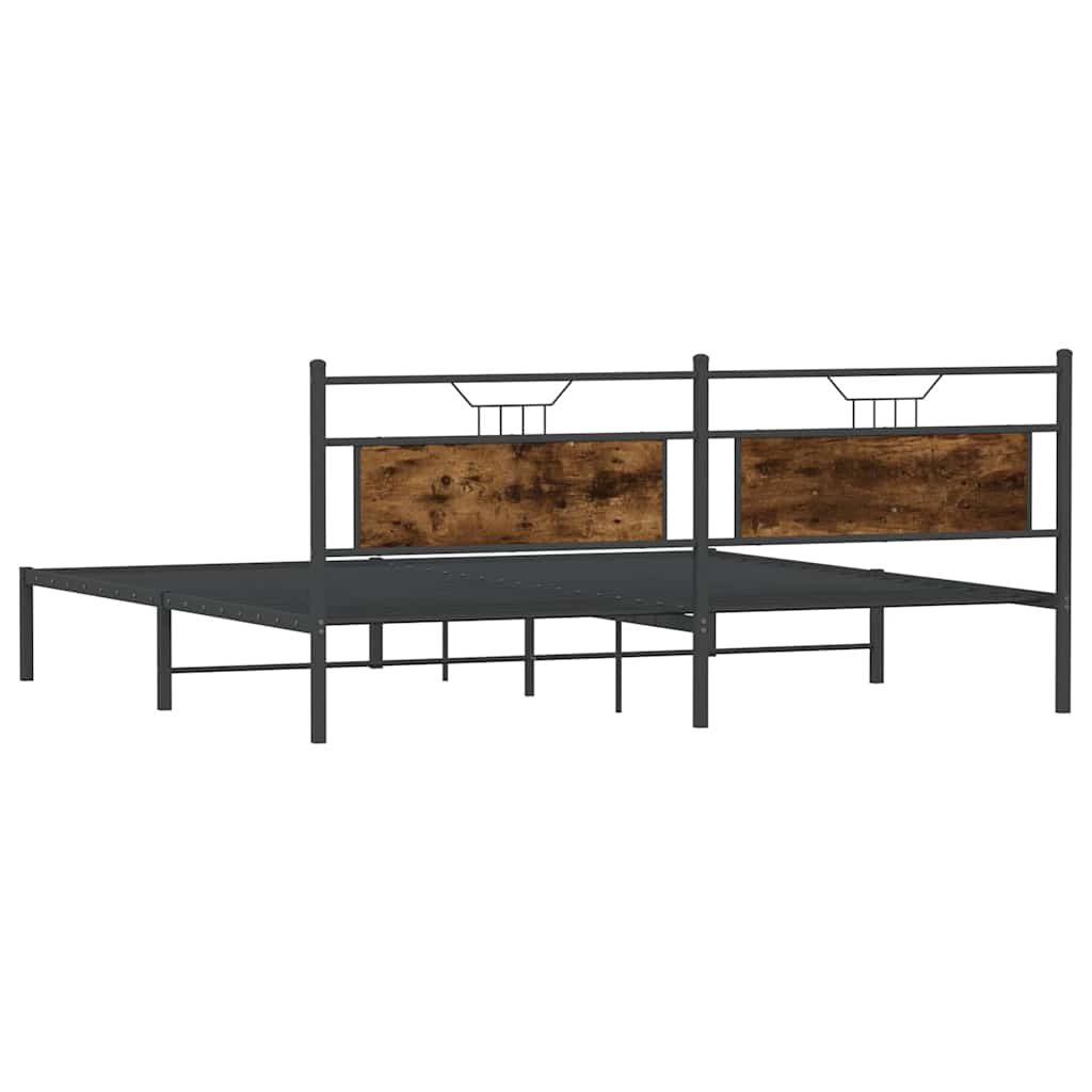 Bed frame without mattress smoked oak 193x203 cm wood material