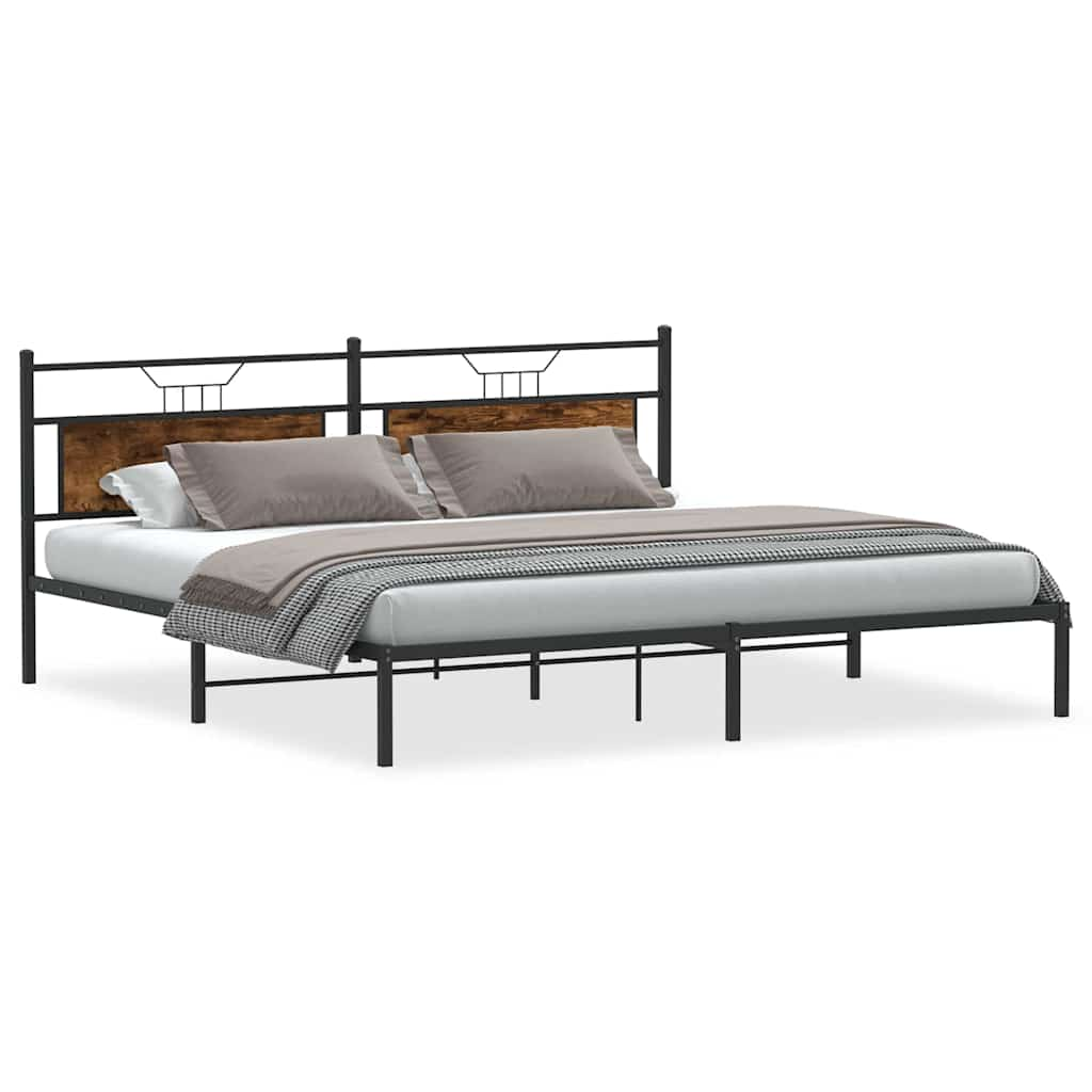 Bed frame without mattress smoked oak 200x200 cm wood material