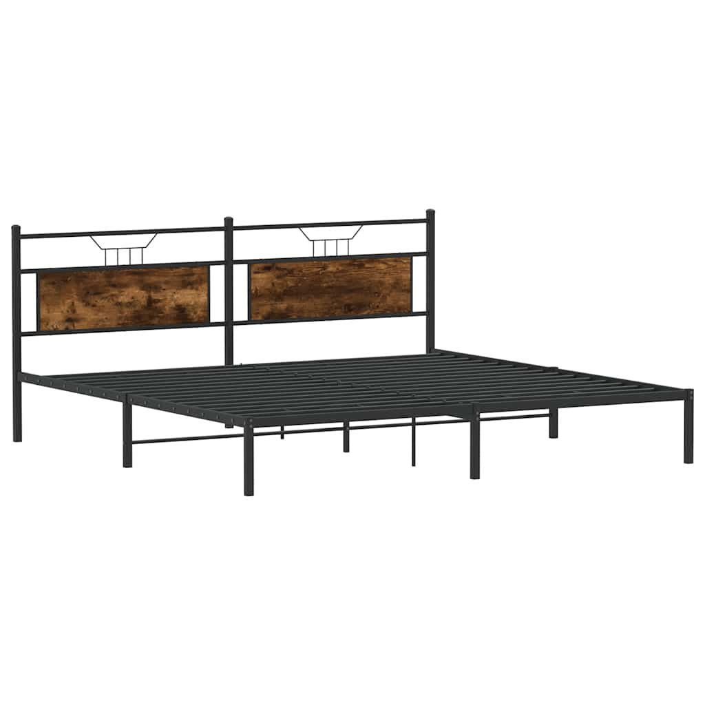 Bed frame without mattress smoked oak 200x200 cm wood material